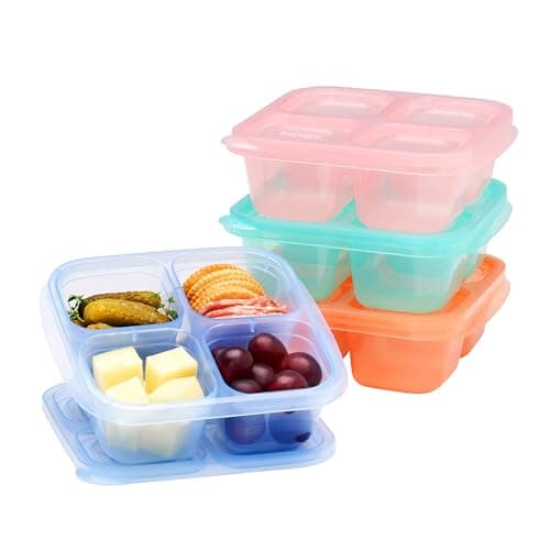 Bentgo Easyboxes 4Compartment Snack Containers 8Piece Set with 4 Trays 4 CustomFit Lids to Seal in Freshness Reusable Food Storage Meal Prep Bento BPAFree Containers Pastels