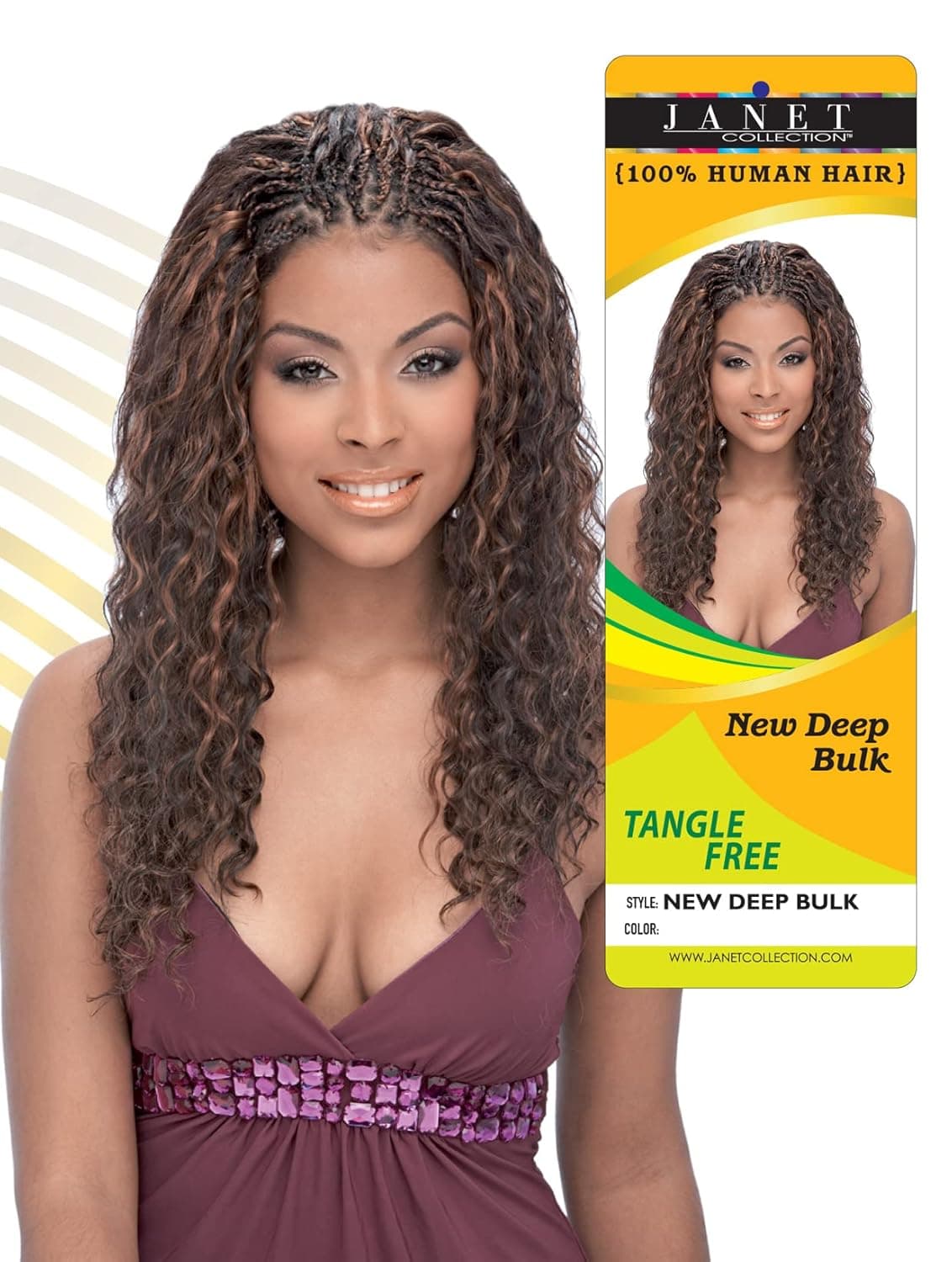 JANET COLLECTION New Deep Bulk 100 Human Hair Braid Crochet Braid REMY Hair Extension Human Hair Pack of 1 18 1B