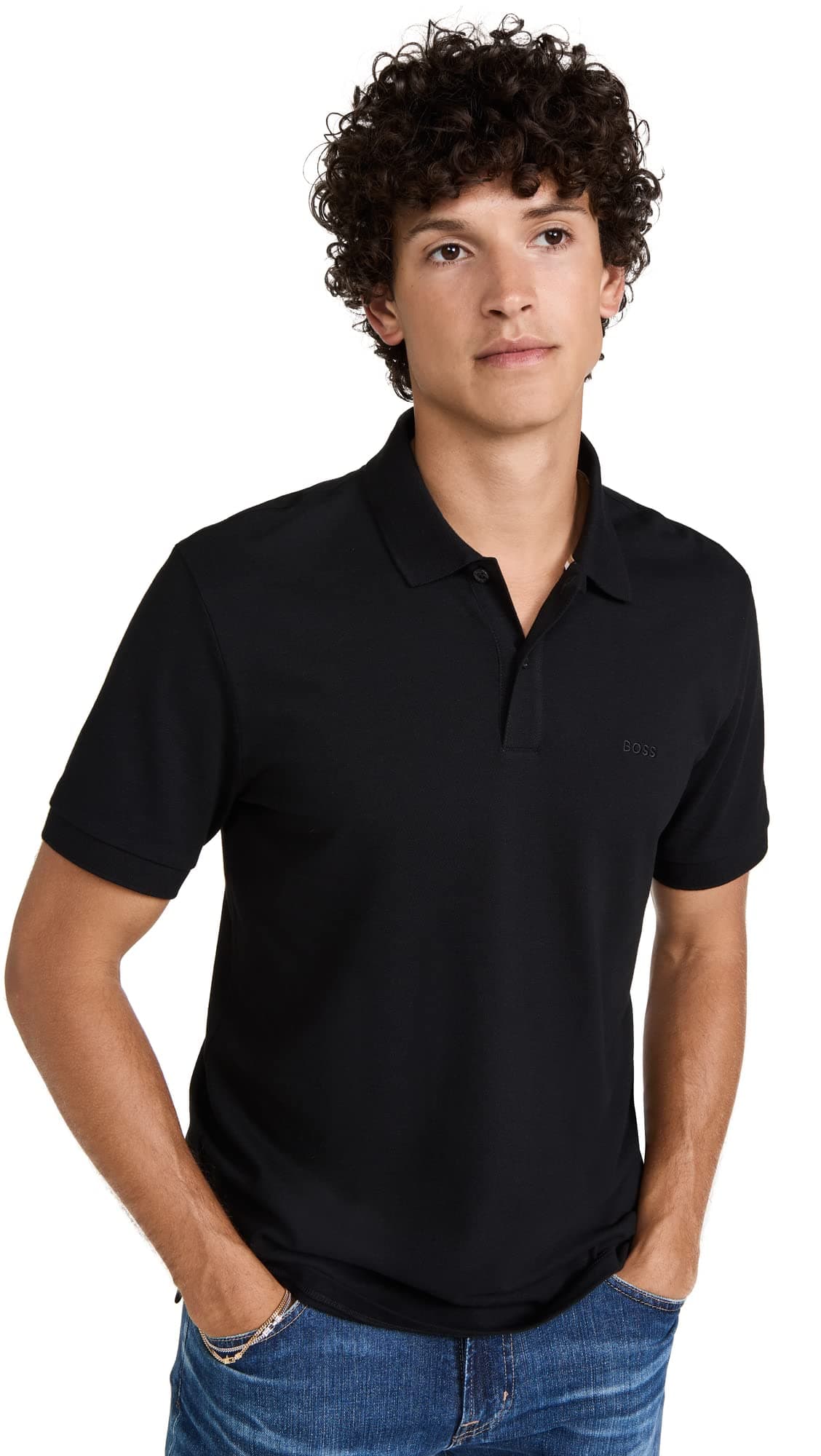Boss Hugo Boss 50303542 Men's Pallas Short Sleeve Polo Shirt, Black, Large