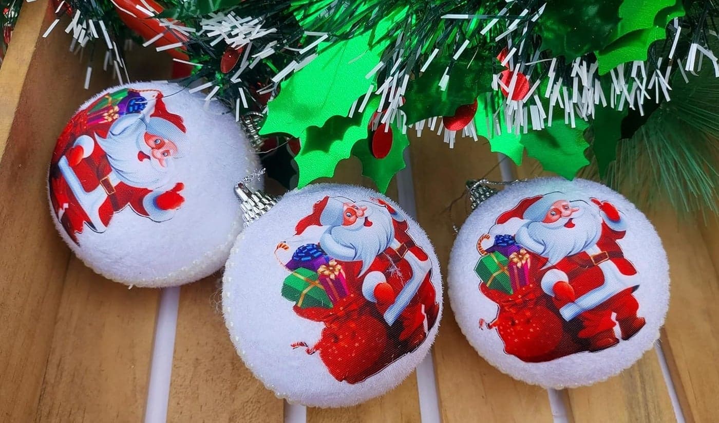 Forty Wings Set of 3 Pcs Big Santa Claus Christmas Decoration Balls for Xmas Christmas Tree Hanging Ornaments for Xmas Christmas Party Decoration Item Christmas Tree Decotatios Items Christmas Decor