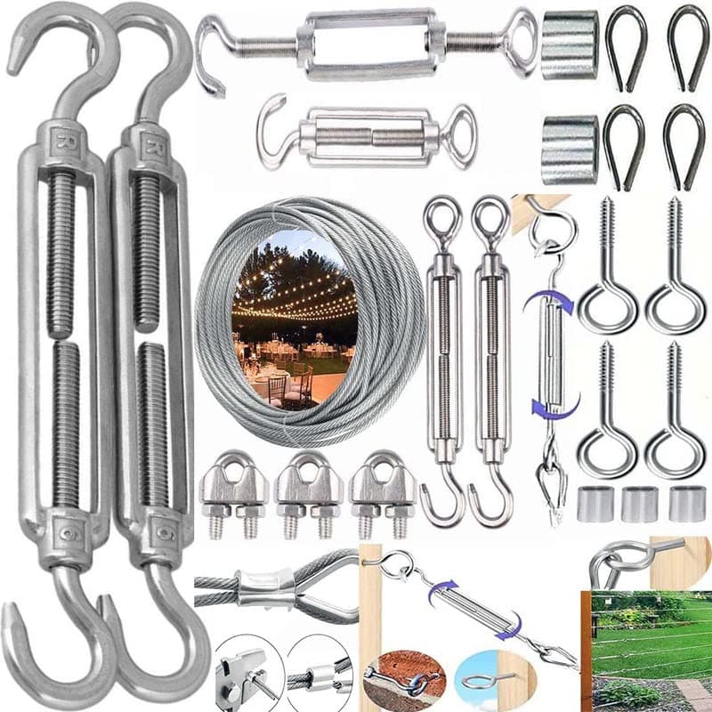 DIY Crafts 4X Sets 48x Pcs 12x4 304 Steel Sets TurnbuckleTension Eye Hook Wire Rope Cable ClipClamp Thimble Turnbuckle Tension Wire Rope Eye Hook Rope 4X Sets 48x Pcs 12x4 304 Steel Sets