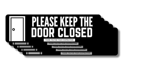 Please Keep The Door Closed Vinyl Sticker Sign, Please keep the door closed, 3 x 9 Set of 5 Premium Quality, UV Resistant, Weatherproof, Waterproof Vinyl Keep the door closed signs for businesses, stores, and other facilities.