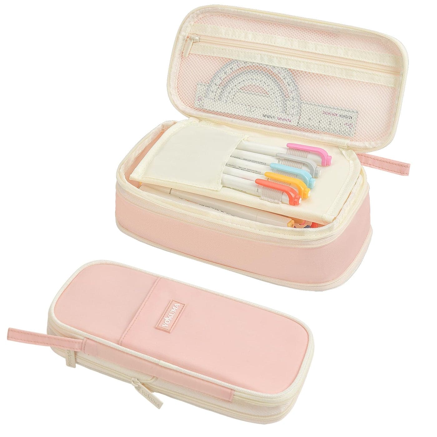 YOKUMA Pencil Case Cute Pencil Pouch for Girls Big Capacity Pen Bag Box Kawaii Aesthetic College School Supplies for Student Teen Adults Preppy Pink