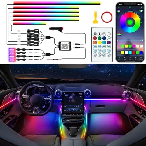 Jushope Car LED Strip Lights Interior Acrylic LED Lights for Car with Dynamic Rainbow Dream Color Chasing Ambient Lighting Kits Music Sync 10 in 14 295433145 inches4 Footwell Lights