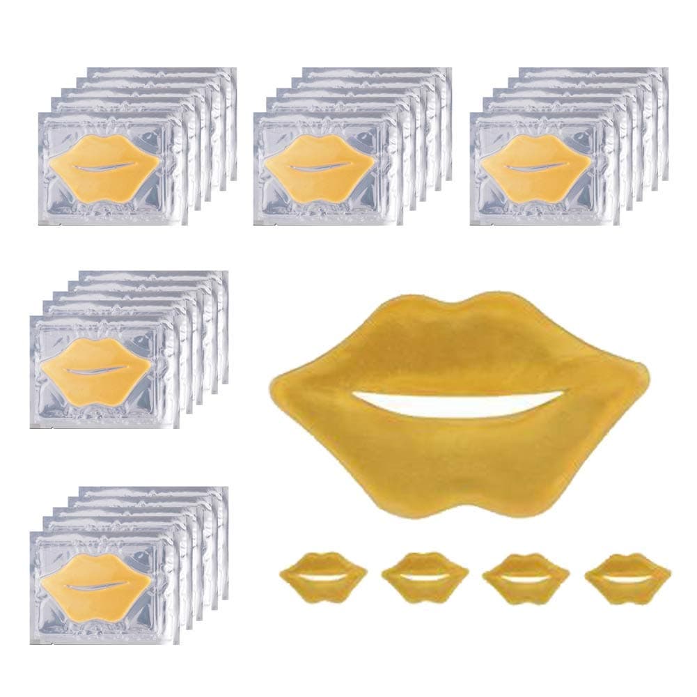 24K Golden Crystal Lip Masks 30 Pieces Hydrating Lip Plumper Mask Collagen Nourishing Lip Care Gel Pads Remove Dead Skin Anti Chapped AntiAging Lip Patches