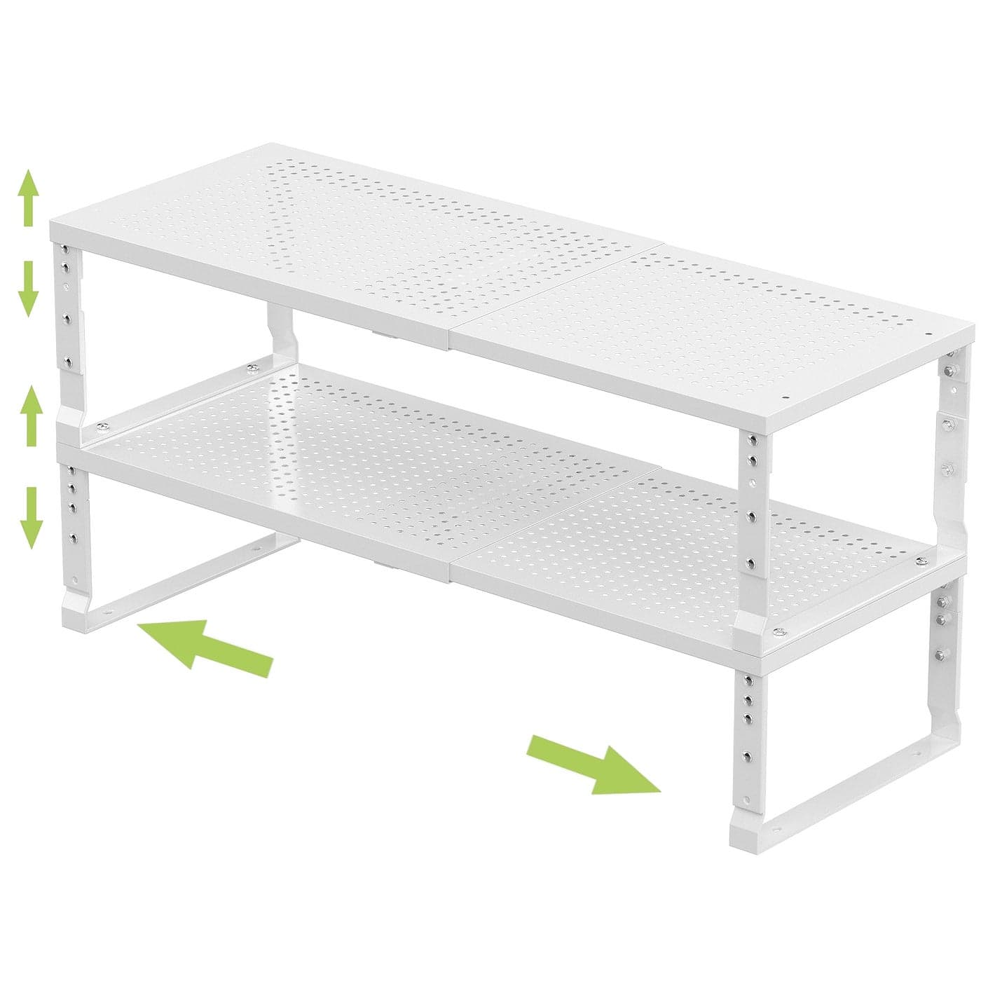 Jojocross Expandable Adjustable Stackable Kitchen Organizer Spice RackMetal Pantry Storage Shelves RacksCounter Shelf for Cabinets Countertop Cupboard2 PacksMediumWhite