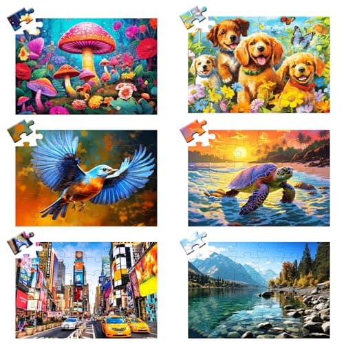 36 Large Piece Puzzles for Seniors 6 PackDementia Puzzles Turtle Dog Bird Mushroom Beach Lake Jigsaw Puzzle Dementia Alzheimers Products and Activities for Seniors Elderly Adult