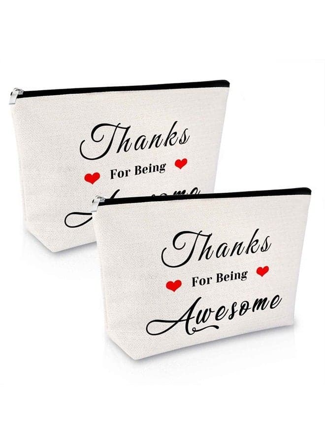 2Pcs Thank You Gifts for Women Makeup Bag Appreciation Gift for Coworkers Boss Inspirational Gifts for Friends Sister Cosmetic Bags Birthday Gift for Mom Grandma Christmas Gift Travel Cosmetic Pouch