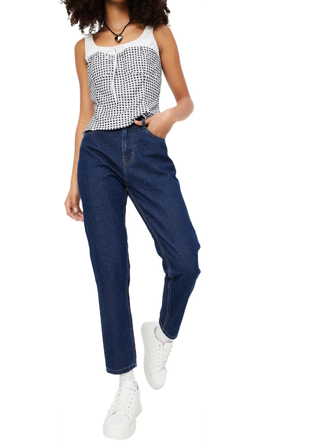 Max Women Solid Mom Fit Jeans(Blue_28)