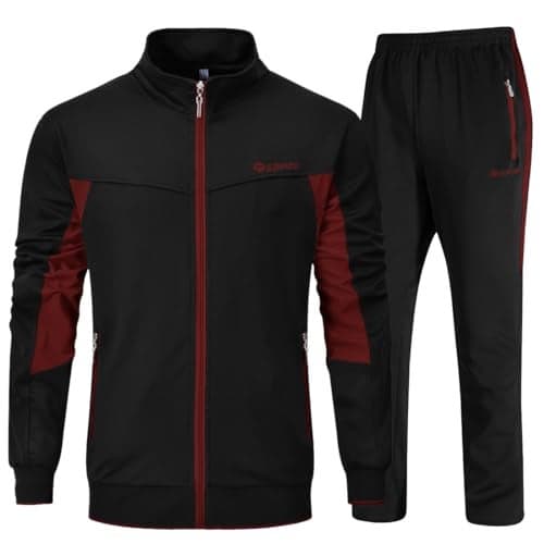 YSENTO Men's Tracksuits Outfits Set 2 Piece Jogging Suits Warm Up Sweatsuits Sweat Track Suits Sets Black 3XL