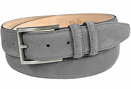 19000 Men's Suede Belt Genuine Leather Casual Dress Belt 1-3/8"(35mm) Wide (Gray, 36)