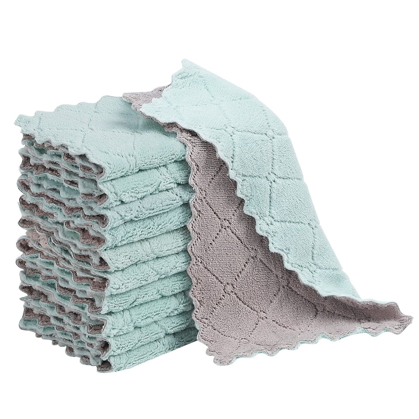 GADIEDIE 10 Pack Kitchen Dish Cloths Dish TowelsSuper Absorbent Coral Fleece ClothPremium DishclothsNonstick Oil Washable Fast Drying Dish RagsReusable Cloth forTable Chair Dish Glass