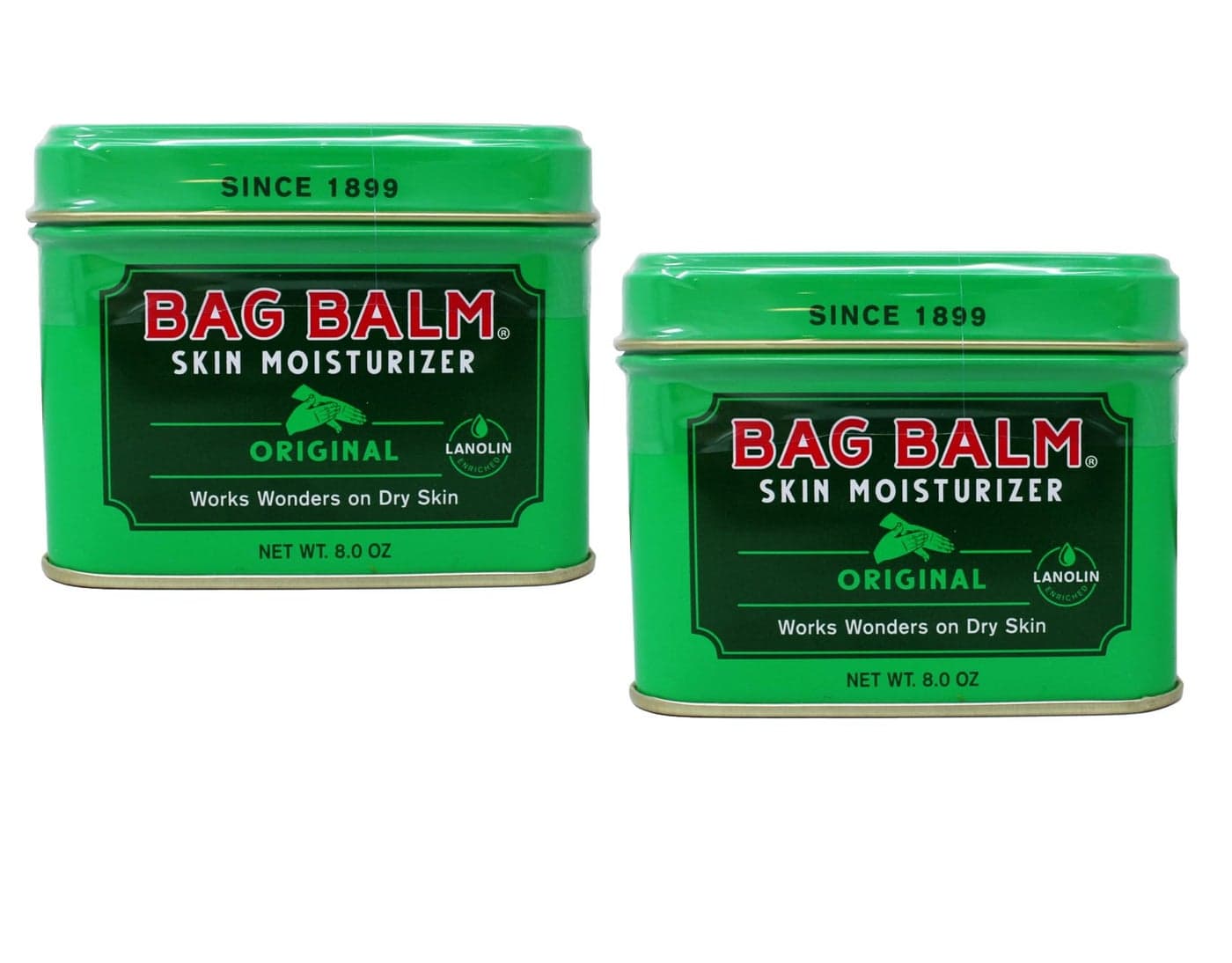 Bag Balm Skin Moisturizer Lotion Hand and Body 8 Ounces 2 Tins