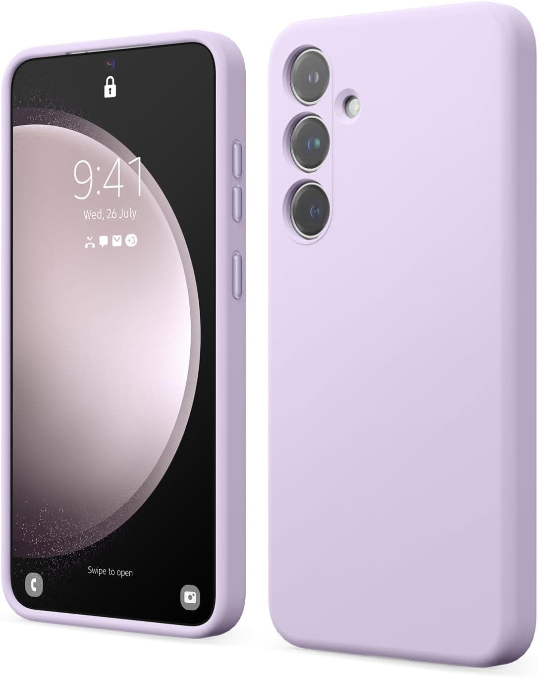 MOBILOVE Back Cover Case for Samsung Galaxy S24 FE 5G | Pure Liquid Soft Matte Silicone Case with Logo and Comes with Camera and Screen Protection Back Cover for Samsung Galaxy S24 FE 5G (Purple)