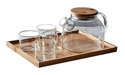 HOMIES INTERNATIONAL HeatResistant Glass Tea Set of 6Piece Cold Teapot Glass Water Cup x 4 Tray