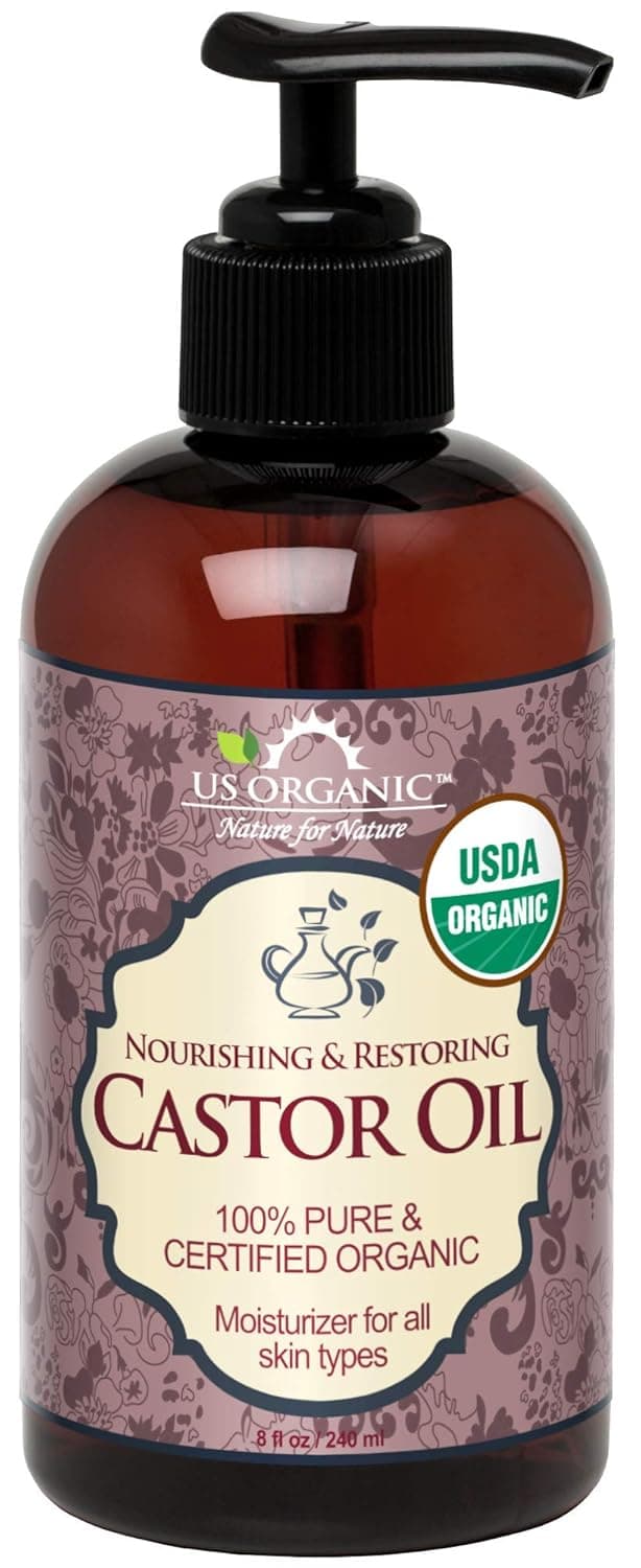 US Organic Castor Oil USDA Certified OrganicExpeller Pressed Hexane Free 100 Pure Natural moisturizing and emollient properties For Skin Hair Care Eyelashes DIY projects 8 oz 240 ml