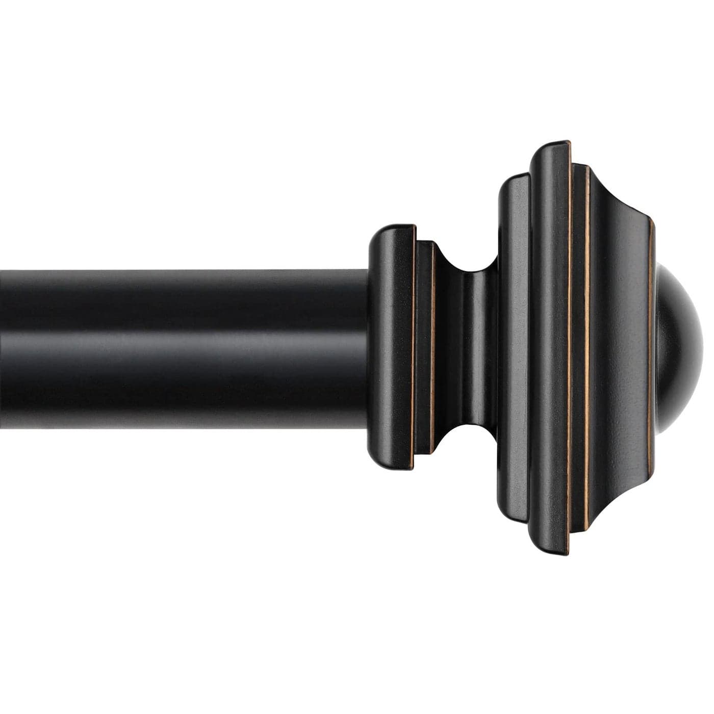 KAMANINA 1 Inch Curtain Rod 32 to 58 Inches 2648ft Black Curtain Rods for Windows Single Drapery Rods with Square Finials