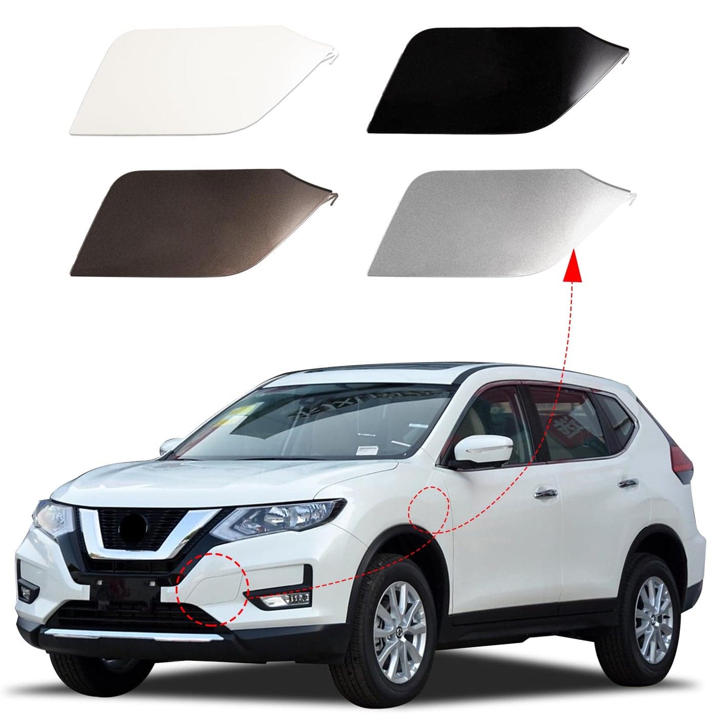 Front Bumper Tow Hook Cover Fit for Nissan XTrail T32 Rogue 2017 2018 2019 2020 Towing Eye Cap 622A06FL0H Black Left Driver Side Xinpinsai