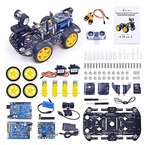 WiFi Smart Robot Car Kit with UNO R3, Line Tracking and Obstacle Avoidance Ultrasonic Sensor, HD Camera Wireless RC Intelligent Educational Toy Car Robotic Kit for Arduino Learner (Upgraded Version)