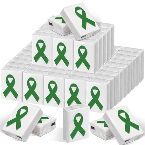 Fullhawl 36 Pack Mental Health Awareness Pocket Tissues Bulk Green Ribbon Mental Health Awareness Month Gifts Favor Travel Pocket Tissue Mini Type Tissues Charity Event Supplies Volunteer Activities