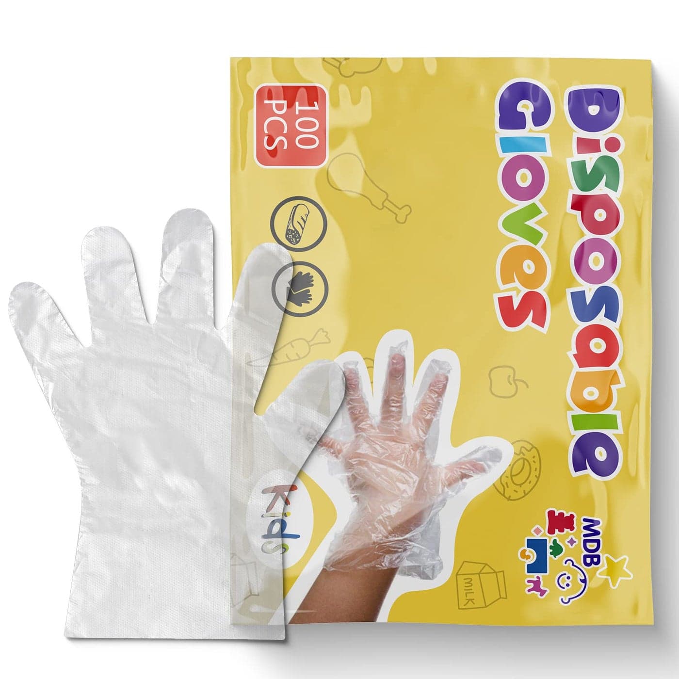 babyease Disposable Gloves for Kids 100 Pack Multipurpose Gloves Powder Free Latex Free for Food Prep Crafting Painting Playing