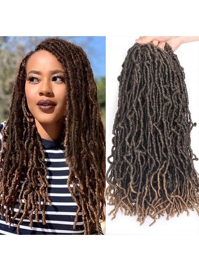 18 Inch Ombre Blonde New Soft Locs Crochet Braids Hair 7 Packs Pre-looped Curly Wavy Goddess Faux Locs Crochet Hair for Women Afro Roots Synthetic Braiding Hair Extensions T27#