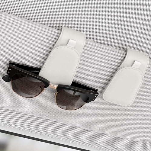 Sotfamily Sunglass Holder for Car Visor White 2 Packs