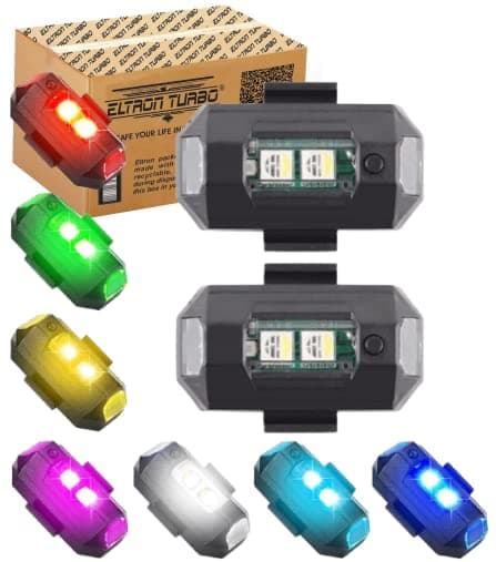 ELTRON Turbo Plastic Elt512864Uiv Universal Safety Signal Aircraft Blinking Strobe 7 Colors Led Light Multipurpose Waterproof for Motorbike, Helmet (Pack of 2), Battery Powered, Multi-Coloured