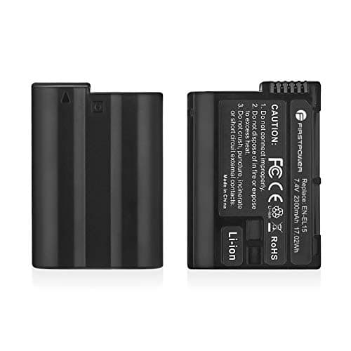 FirstPower EN-EL15/EN-EL15a/EN-EL15b Battery Compatible with Nikon Z5 Z6 Z6II Z7 Z7II D750 D850 D500 D7000 D7500 D7100 D7200 D600 D610 D800 D810 1V1 Cameras