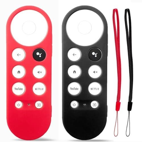 TOKERSE 2 Pack Remote Cover for Chromecast with Google TV HD 2022 / 4K 2020 - Anti Slip Silicone Protective Case Skin Sleeve for Chromecast with Google TV Voice Remote Control - Black Red