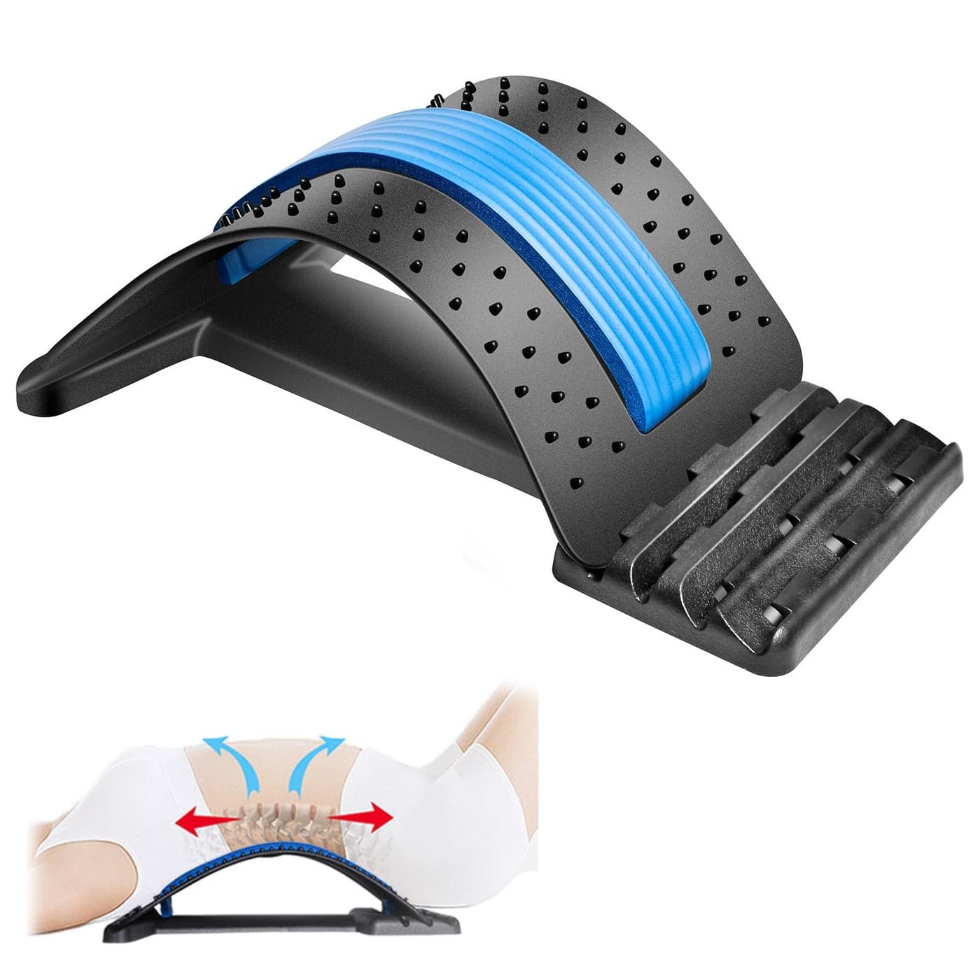 JUMPOW Back Stretcher for Lower Back Pain Relief 4 Level Adjustable Lumbar Back Cracker Board for Scoliosis Spine Decompression Sciatica
