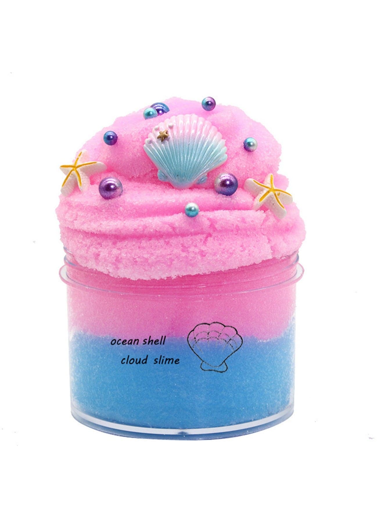 Silk Mud Ocean Shell Slime Drawing Mud Homemade Mud Crystal Mud 200ml (Blue And Pink Ocean Shells)