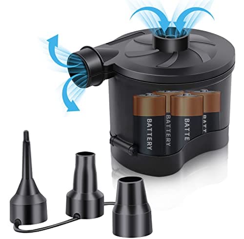 3T6B Electric Air Pump for Inflatables Battery Powered Wireless Air Pump for Mattress with 3 Nozzles QuickFill Blower InflatorDeflator for Outdoor Camping Air Mattress Inflatable Couch Pool Toy