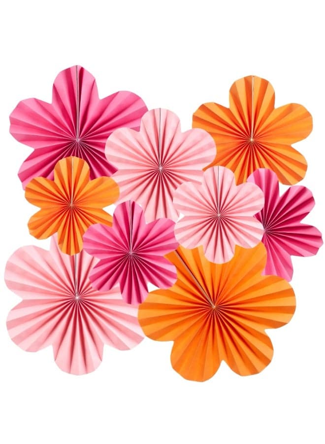 Paper Fan Decoration, Paper Flowers Pompoms, Flowers Hanging Fan Garland Decoration, Pink Yellow for Birthday Wedding Graduation Children Party