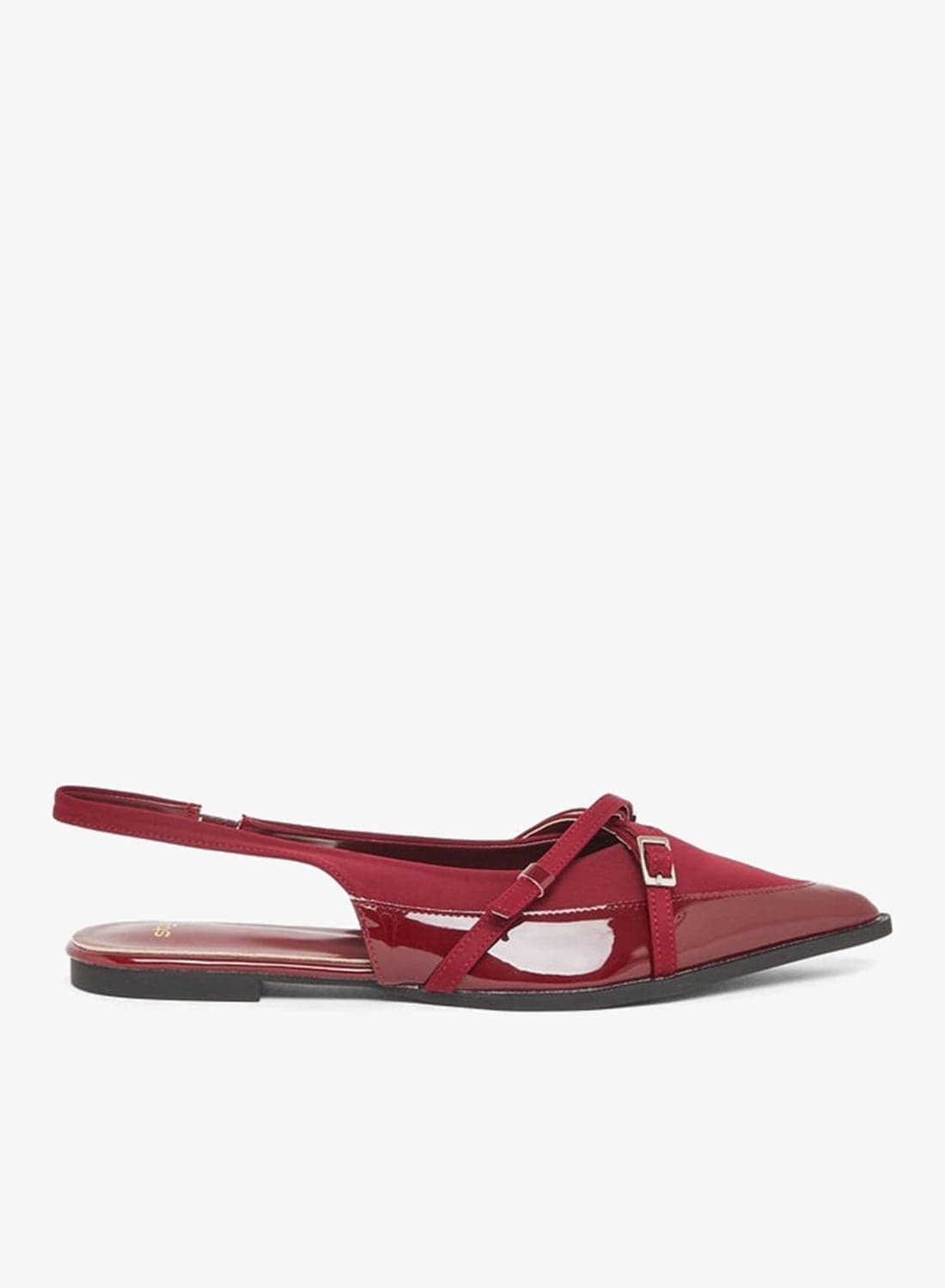 Burgundy Pointed-Toe Slingback Flats