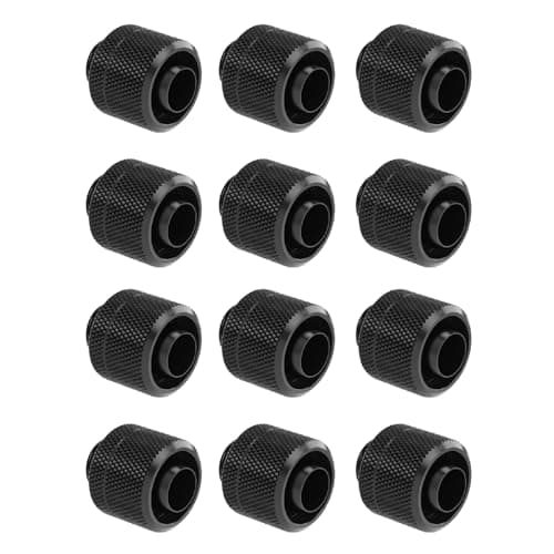 dracaena.io 12 pack G1/4" thread to 3/8" ID, 5/8" OD Compression Fitting for Soft Tubing, Soft Tube Connectors for Computer Water Cooling System, Black