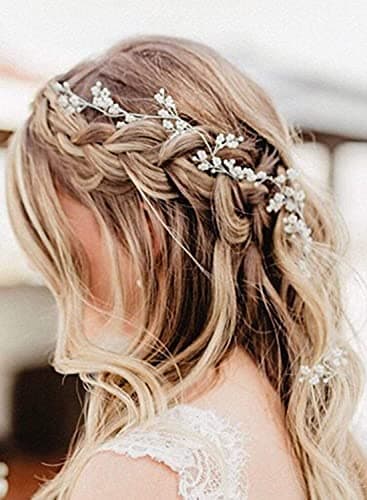 Chargances Babys Breath Hair Vine Weeding Accessories Perfect for Bohemia Bride Pearl Hairpiece Wedding Bridesmaids Headpiece Hair Jewelry Rose Gold