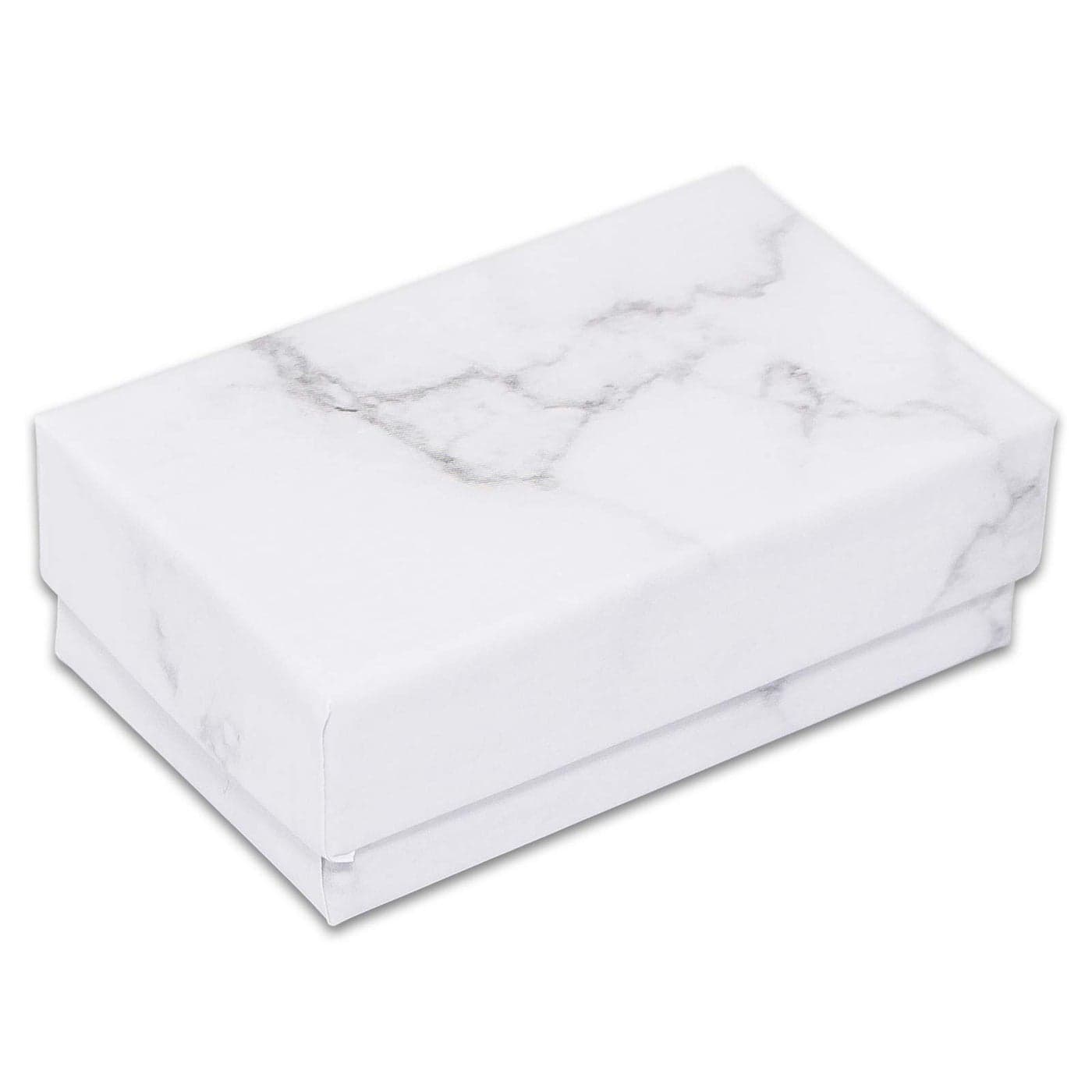 TheDisplayGuys 100Pack 21 Cotton Filled Cardboard Paper Jewelry Boxes Gift Case Marble White 26 x 16 x 10 for Shipping or Storage