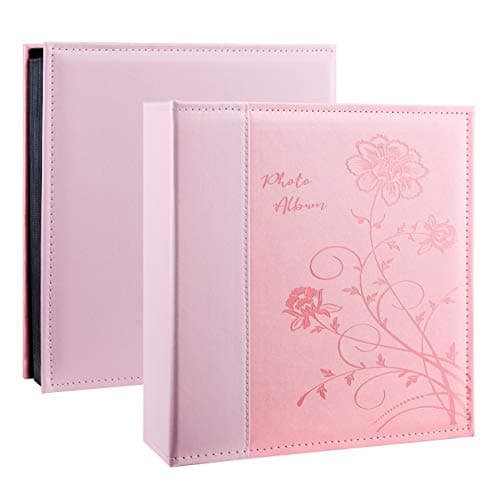 Artmag Photo Album 4x6 1000 Photos, Large Capacity Wedding Family Leather Cover Picture Albums Holds Horizontal and Vertical 4x6 photos with Black Pages(Pink)