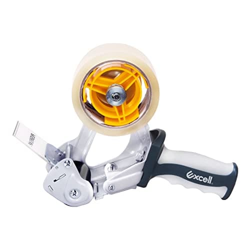 Excell Anti-Backflow Metal Packaging Tape Dispenser (2" Wide) with 2 Roll Tapes: Ideal for Packaging, Transportation, Moving, and Box Sealing. Includes Tape Gun and Two Tapes