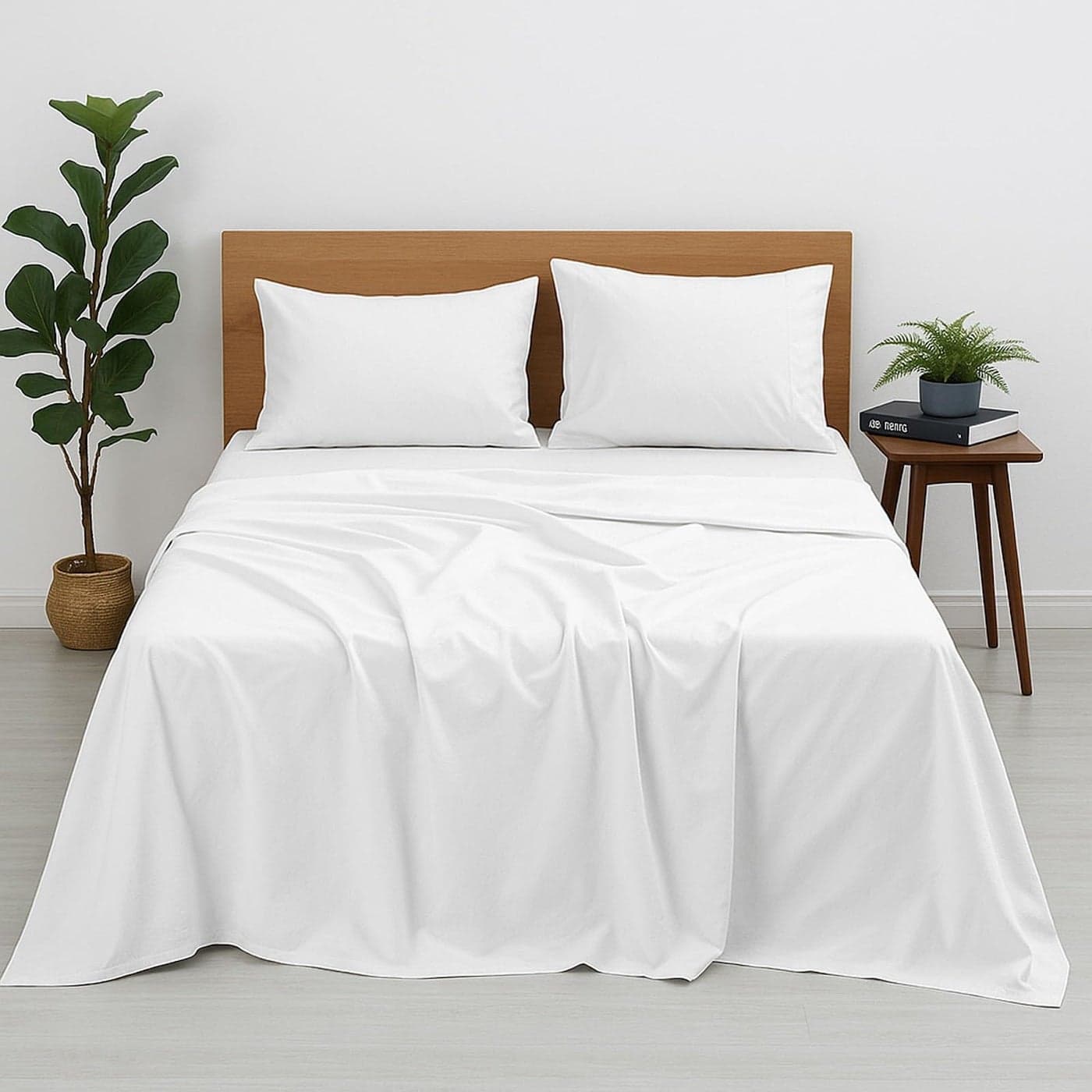 Olympic Queen Cotton Bed Sheets Set400 Thread Count Cotton Sheets4 Piece Sheet Set Fits Mattress Upto 12 Inch Deep Pocket Fitted Sheet66 x 80 Size SheetsWhite Solid Olympic Queen Sheet for Bed