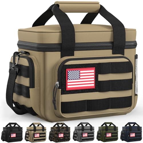 HOTOR Lunch Box for Men Women Insulated Lunch Bag with Multiple Pockets Tactical Cooler Bag for Work Hiking Camping Fishing Travel Brown 110 x 83 x 71