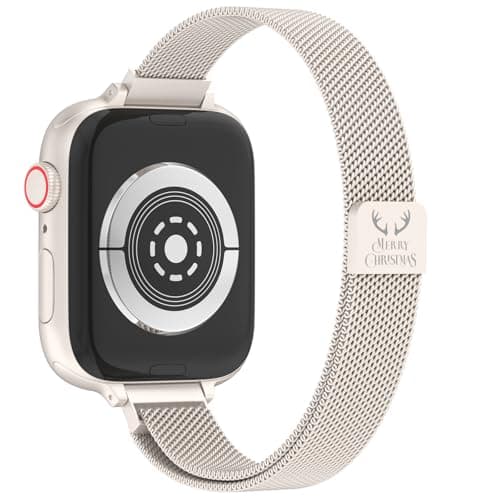 MARGE PLUS Slim Milanese Loop Compatible with Apple Watch Band for women 41mm 40mm 38mm 42mm 46mm 45mm 44mm, Stainless Steel Magnetic Mesh Strap work on iWatch Series 11 10 9 8 7 6 5 4 3 & SE 3 2 1