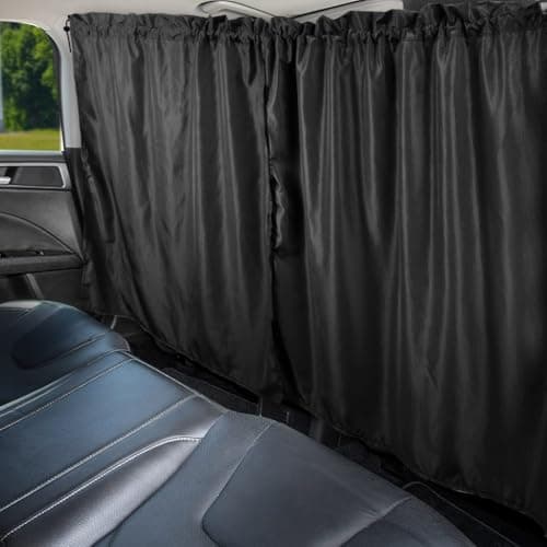 STHIRA® Car Blackout Curtain & Divider Curtain for SUV Van, 2Pcs Universal Car Window Shades and Privacy Partition Shade with Tension Cords, Upholstery Protection Blackout Sheer 140x80cm