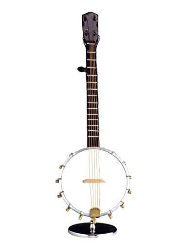 9"H Banjo with Case & Stand Replica Miniature Musical Music Instrument