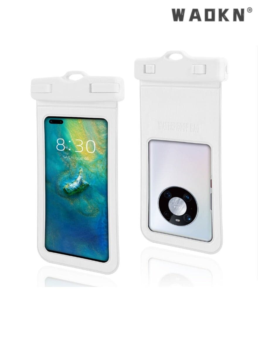 White Waterproof Phone Pouch for Swimming and Diving,Clear Dry Bag with Secure Closure, Perfect for Effectively Protecting Your Smartphone from Water Damage During Outdoor Activities
