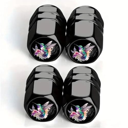 Tire Valve Stem Caps with Hummingbird 4pcs Tire Air Caps Cover Aluminum Alloy RustProof Universal Dust Covers for Car SUVBike Car AccessoriesTire Valve DecorHummingbird Gifts