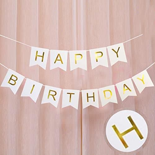 AMFIN® 6 Inch Happy Birthday Banner Bunting Flag/Banner for Birthday/Paper Decoration Material - White
