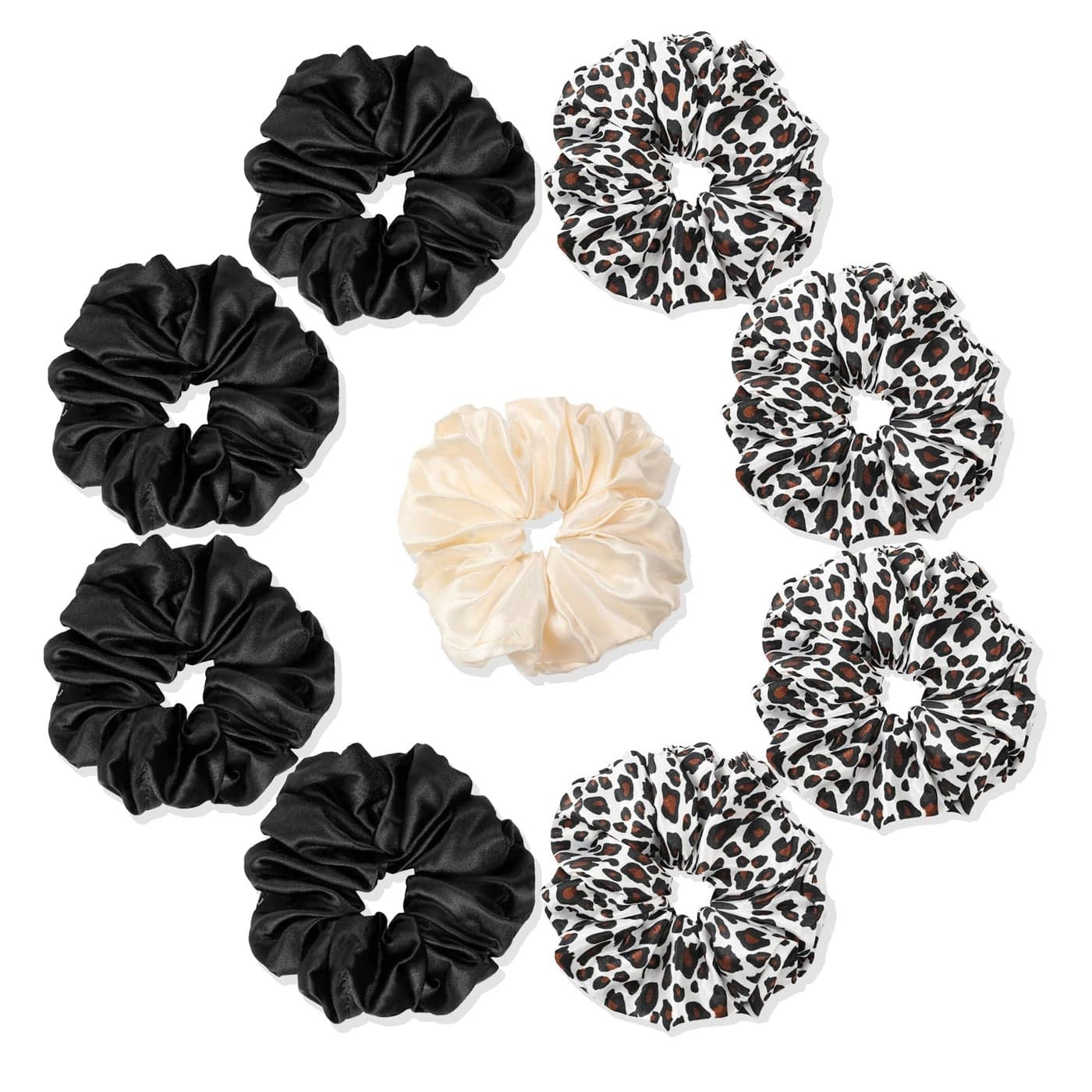 Scrunchies Hair Ties Silk Satin Scrunchy Hair Elastics Bands Ponytail Holder Pack of Neutral Scrubchy Hair Accessories for Women Girls