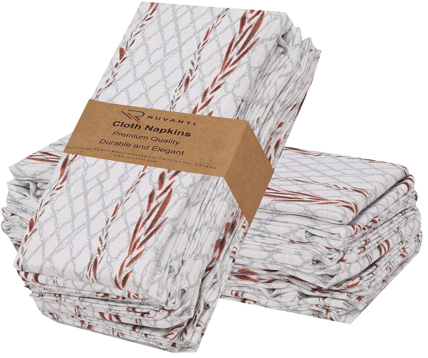 RUVANTI Cloth Napkins Set of 12 Cotton 100 18x18 Inches Napkins Cloth Washable Soft Absorbent Cotton Napkins for Parties Christmas Thanksgiving Weddings Dinner Napkins Cloth Wheatable